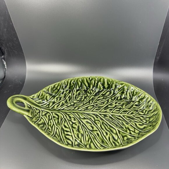 Subtil Portugal Ceramic Green Cabbage Leaf Dish Serving Platter Large 16inch VTG - Picture 11 of 16